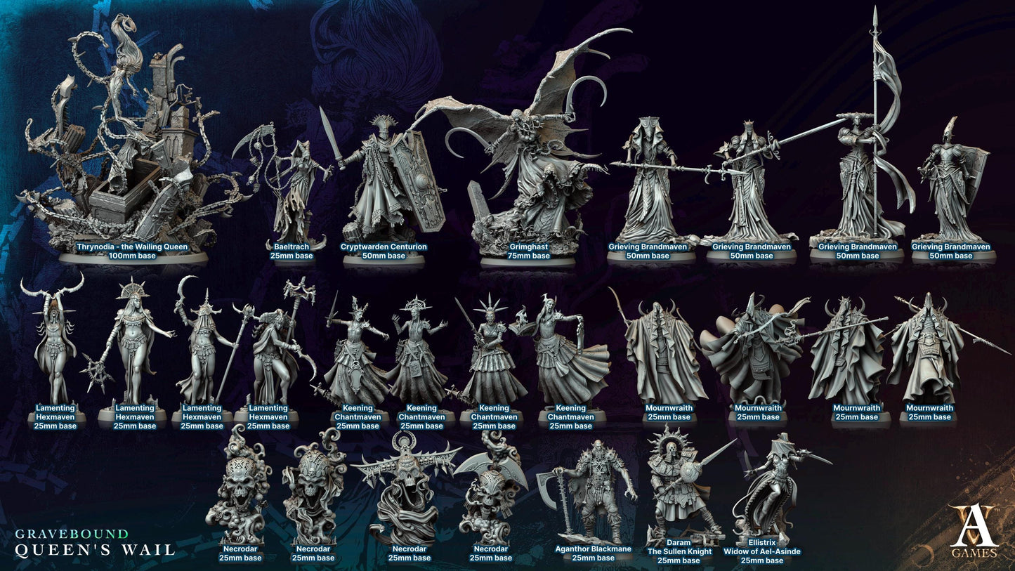 Ellistrix, Widow of Ael-Asinde - Gravebound: Queen's Wail - Highly Detailed Resin 8k 3D Printed Miniature