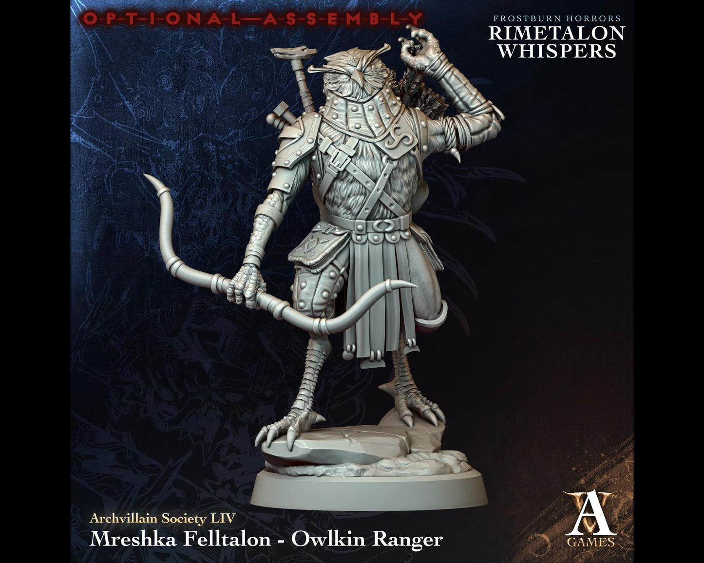 Mreshka Felltalon - Owlkin Ranger - Rimetalon Whispers - Highly Detailed Resin 8k 3D Printed Miniature