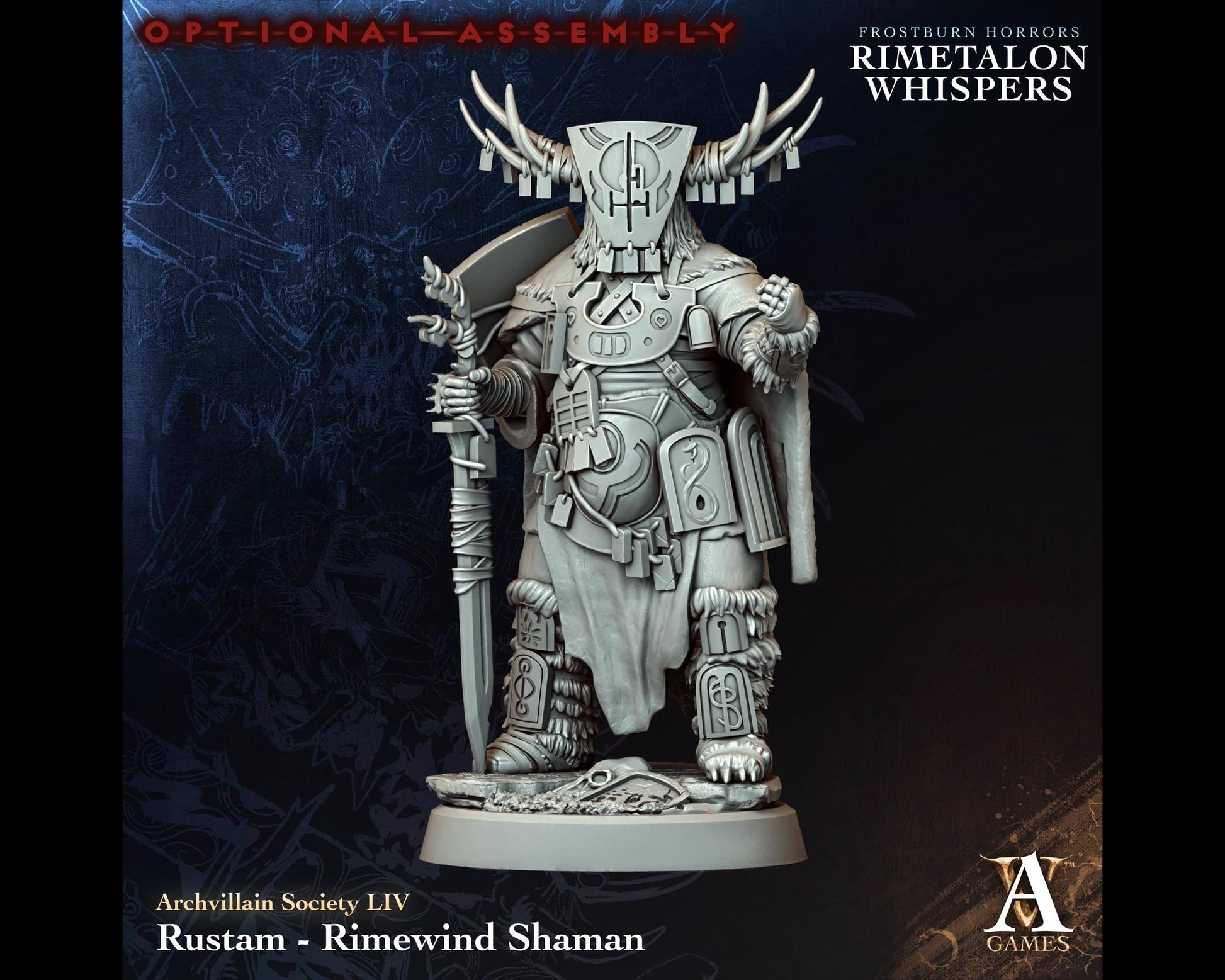 Rustam, Rimewind Shaman - Rimetalon Whispers - Highly Detailed Resin 8k 3D Printed Miniature