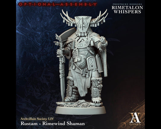 Rustam, Rimewind Shaman - Rimetalon Whispers - Highly Detailed Resin 8k 3D Printed Miniature