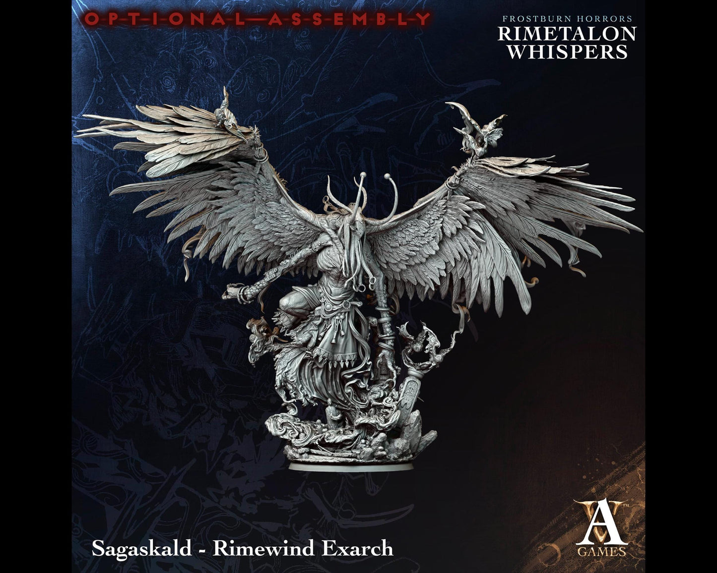 Sagaskald, Rimewind Exarch - Rimetalon Whispers - Highly Detailed Resin 8k 3D Printed Miniature