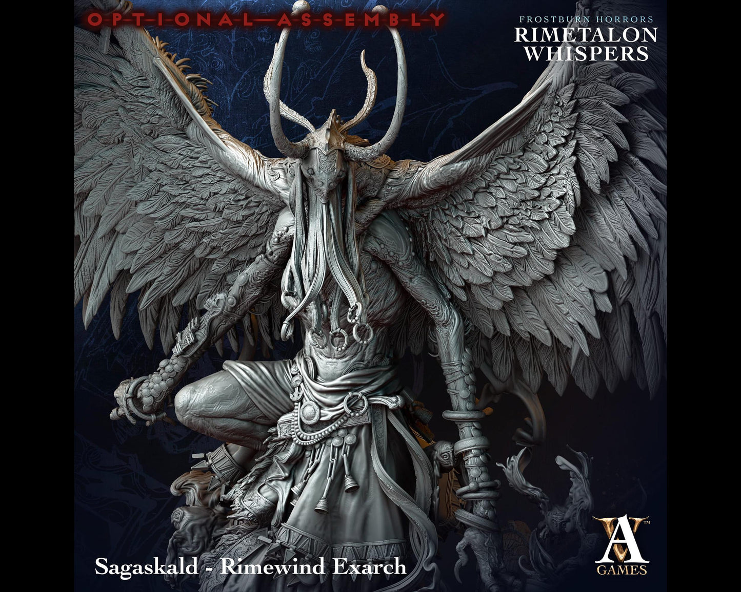 Sagaskald, Rimewind Exarch - Rimetalon Whispers - Highly Detailed Resin 8k 3D Printed Miniature