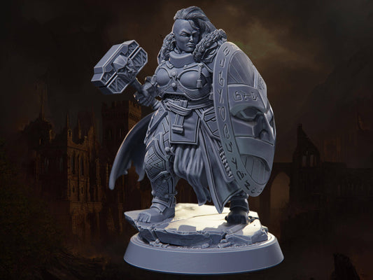 Brunhilda Sirgrefild - Dwarf Cleric - Riders of Ruin - Highly Detailed Resin 8k 3D Printed Miniature