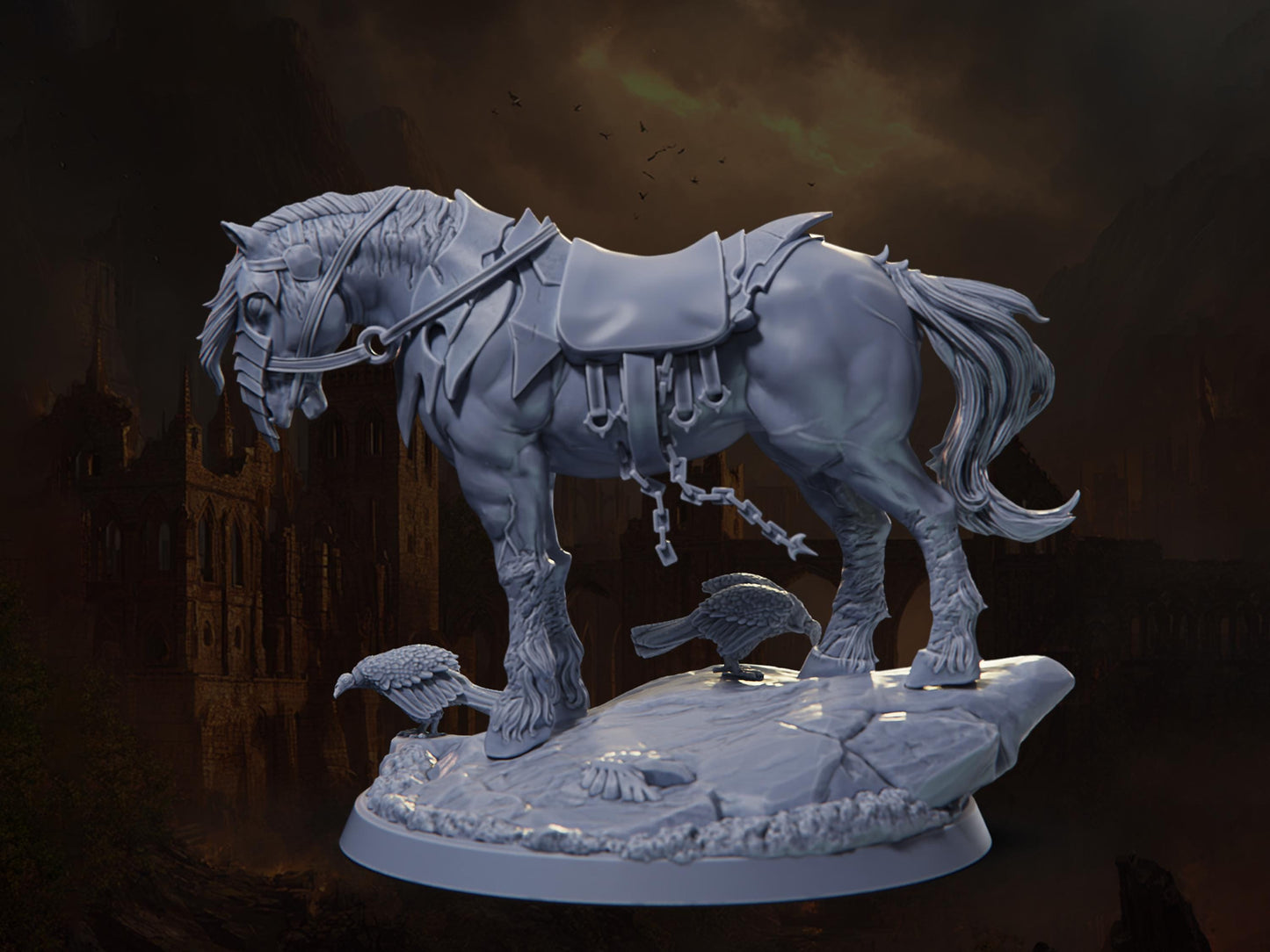 War, Red Horse (No Rider) - Riders of Ruin - Highly Detailed Resin 8k 3D Printed Miniature