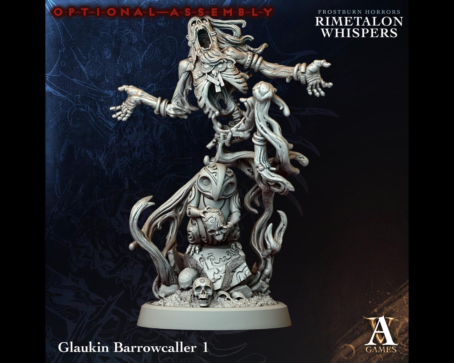 Glaukin Barrowcaller 1 - Rimetalon Whispers - Highly Detailed Resin 8k 3D Printed Miniature