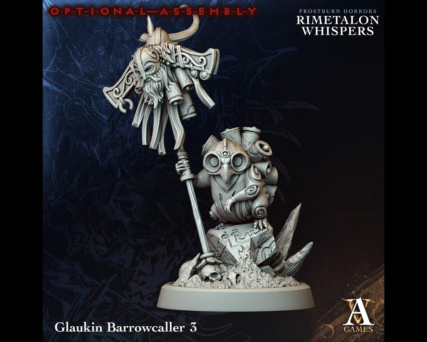 Glaukin Barrowcaller 3 - Rimetalon Whispers - Highly Detailed Resin 8k 3D Printed Miniature