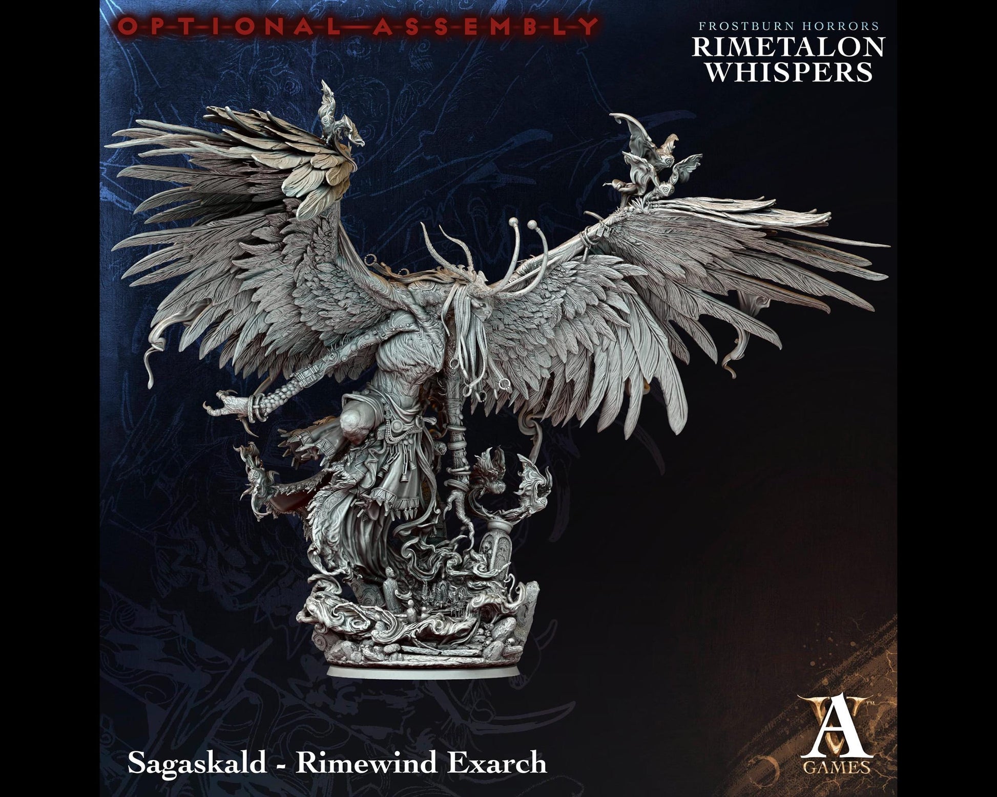 Sagaskald, Rimewind Exarch - Rimetalon Whispers - Highly Detailed Resin 8k 3D Printed Miniature