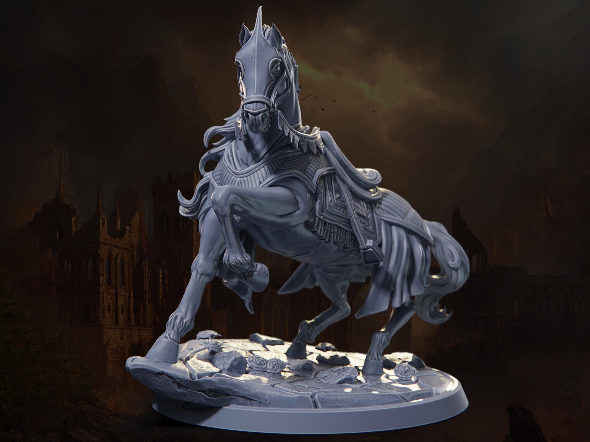 Conquest, White Horse (No Rider) - Riders of Ruin - Highly Detailed Resin 8k 3D Printed Miniature