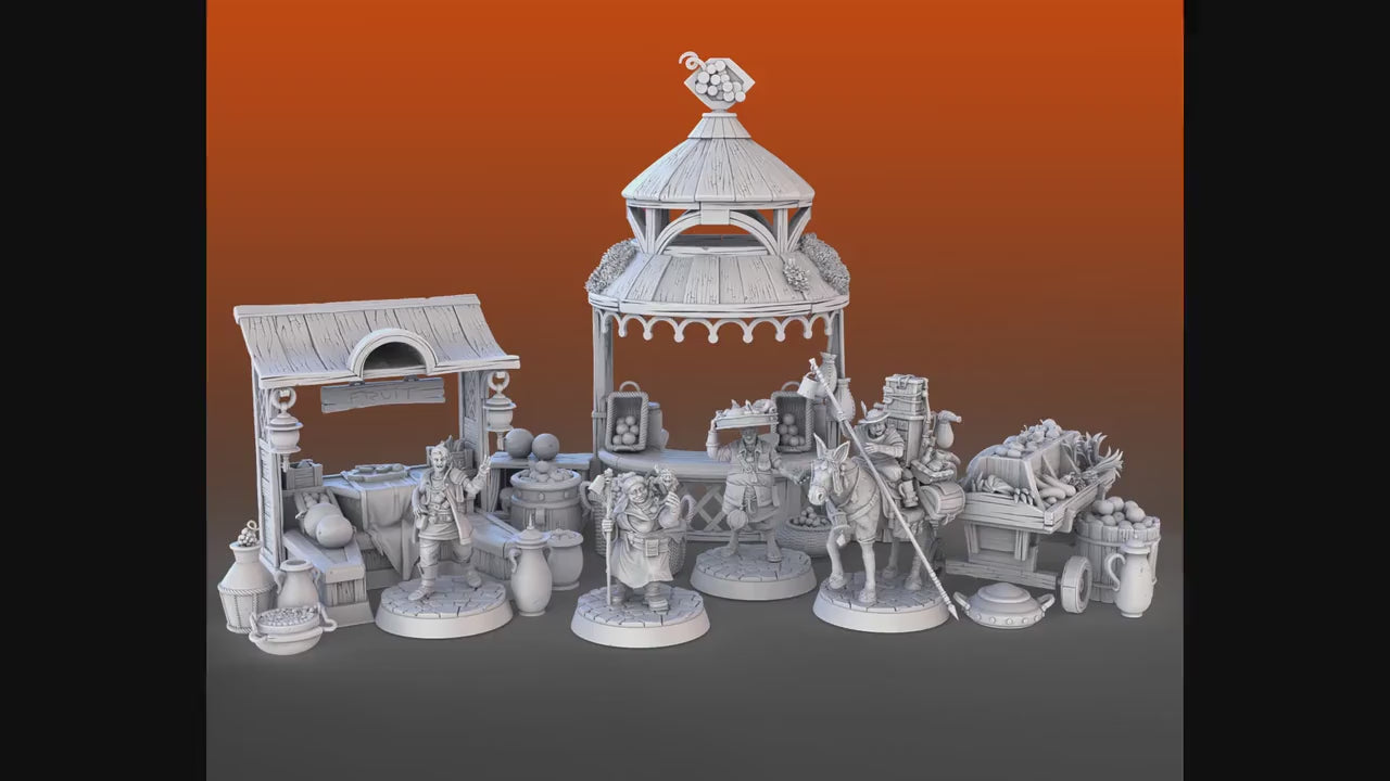 Food Vendors and Props - High Detail Resin 3D Printed Miniatures