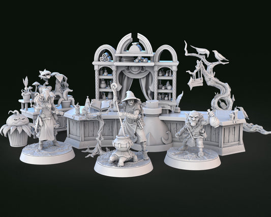 Potion/Poison Vendor Set - High Detail Resin 3D Printed Miniatures and Props