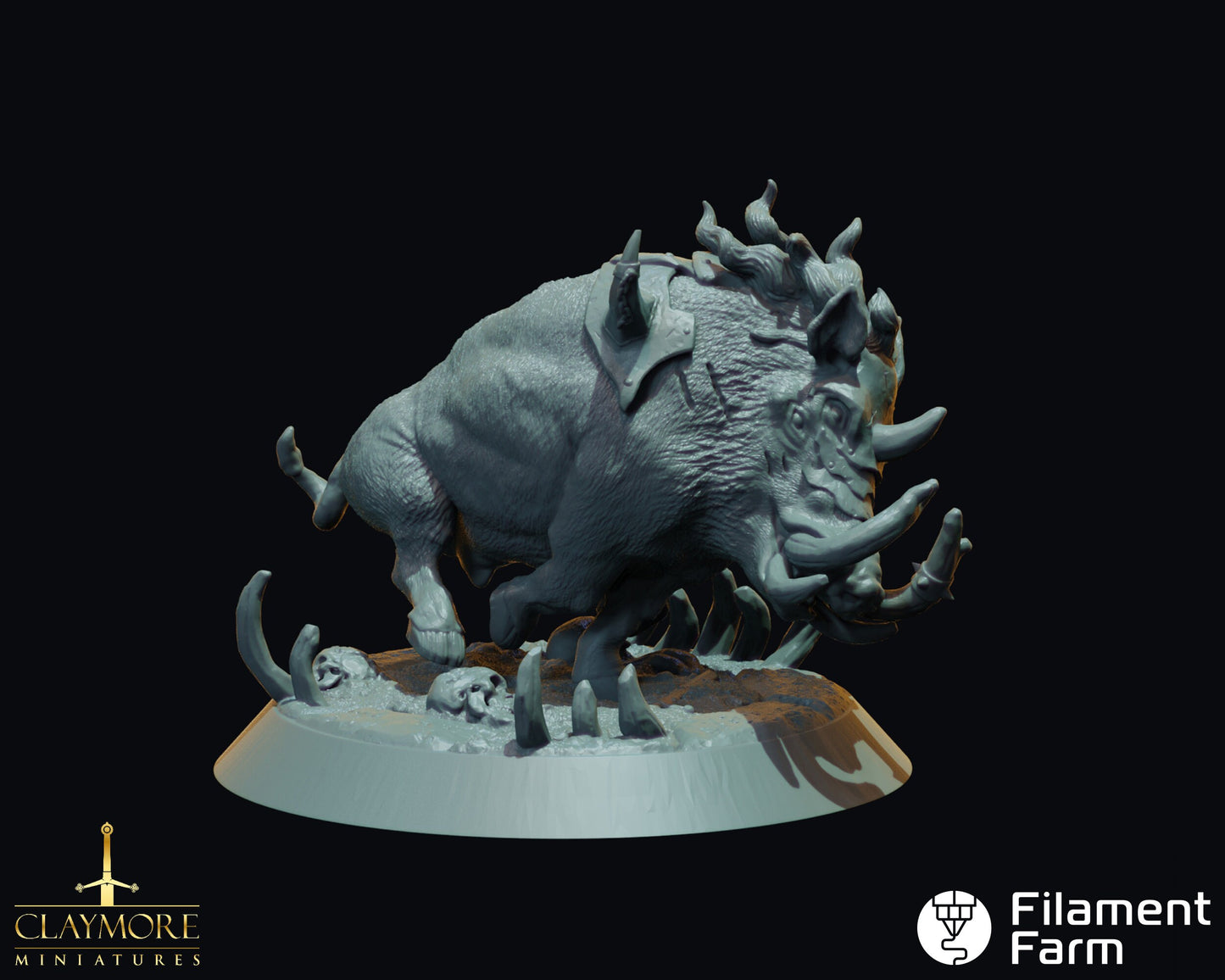 Hell Boar - The Abyss Gazes Also - Highly Detailed Resin 3D Printed Miniature