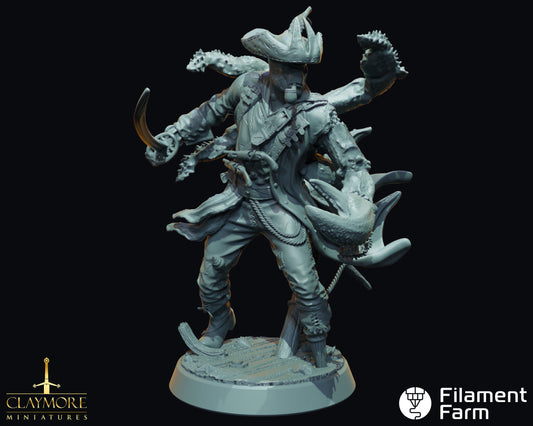 Captain Crowley - Curse of the Drowned Crew - Highly Detailed Resin 3D Printed Miniature