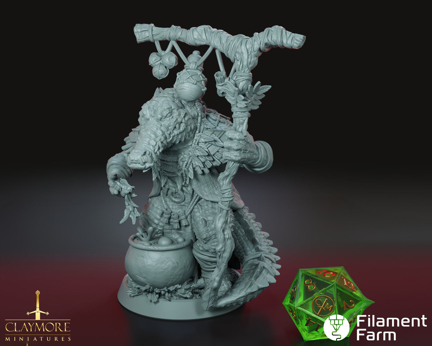 Crocodile Spiritualist - The Lost Expedition - Highly Detailed Resin 3D Printed Miniature