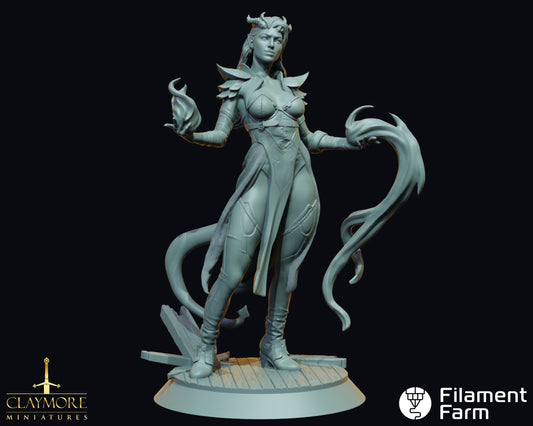 Keeleycael, Tiefling Sorceress - A Feast of Blood - Highly Detailed Resin 8k 3D Printed Miniature