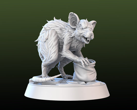 Giant Rat w/ Sack - High Detail Resin 3D Printed Miniatures and Props
