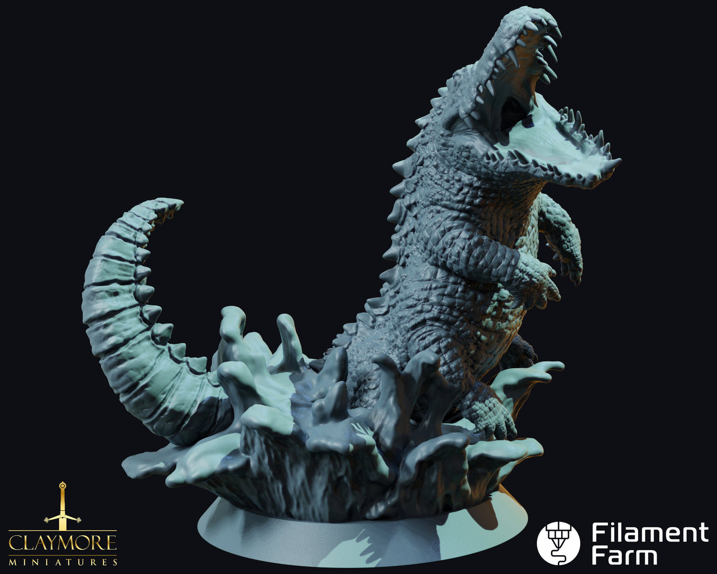 Korsvaldur, Giant Crocodile - Whispers in the Swamp - Highly Detailed Resin 8k 3D Printed Miniature