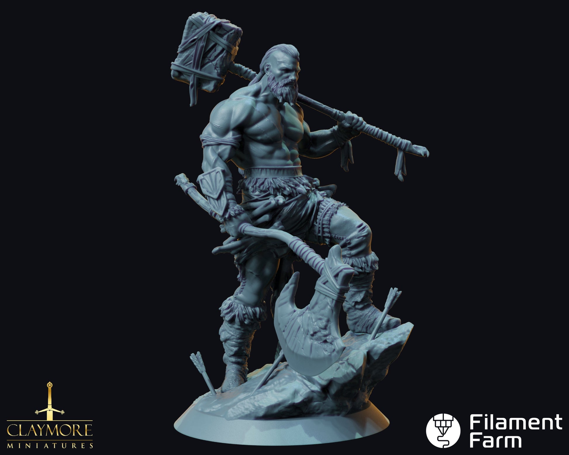 Aernul The Fearless, Human Barbarian - Whispers in the Swamp - Highly Detailed Resin 8k 3D Printed Miniature