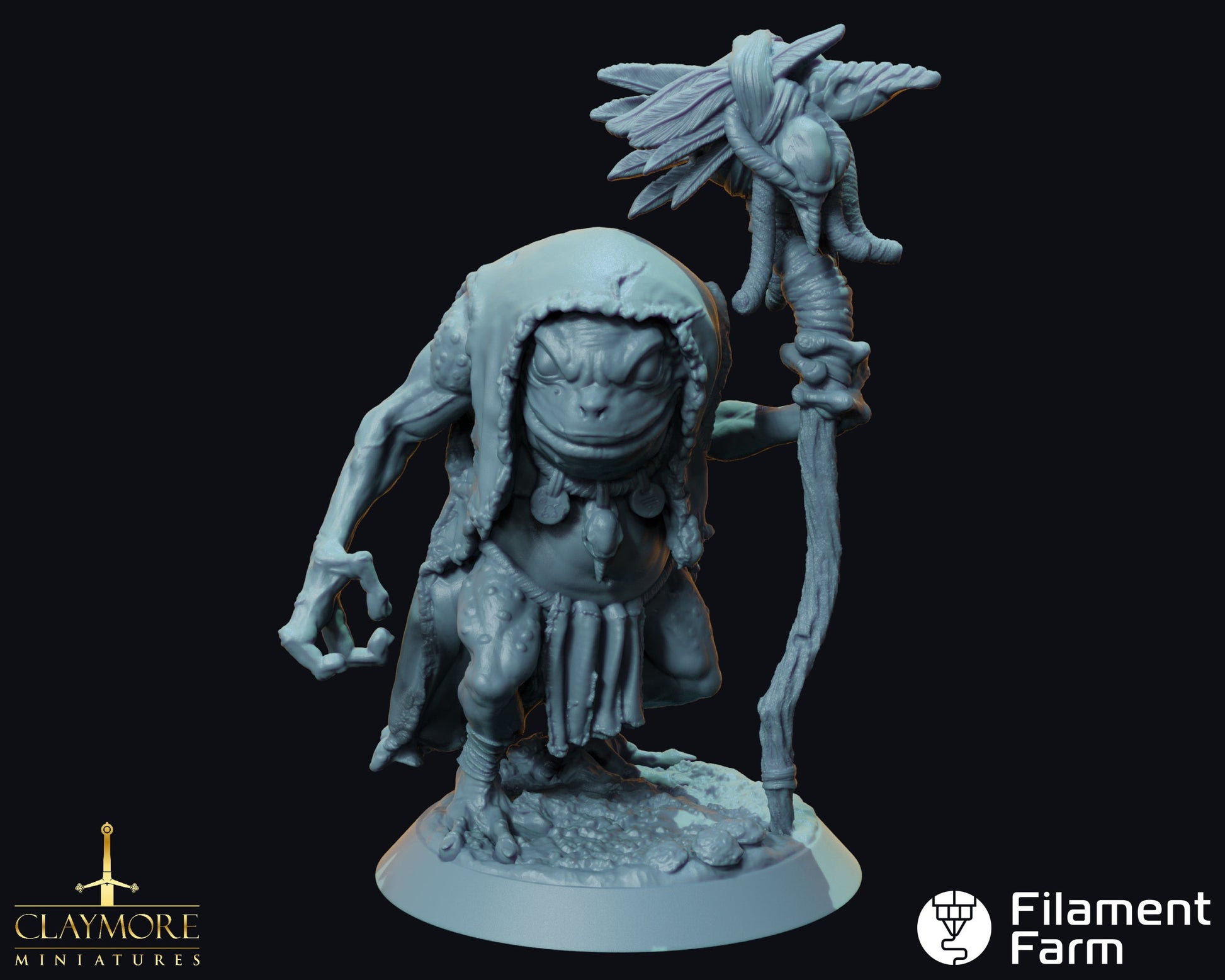 Bullywug Shaman - Whispers in the Swamp - Highly Detailed Resin 8k 3D Printed Miniature
