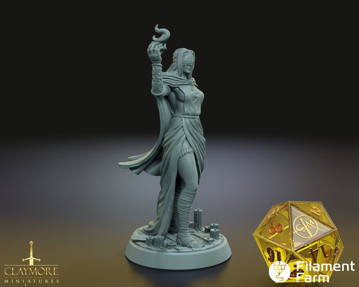 Hestia, The Firekeeper, Female Sorceress - Heroes Above, Hades Below - Highly Detailed Resin 3D Printed Miniature
