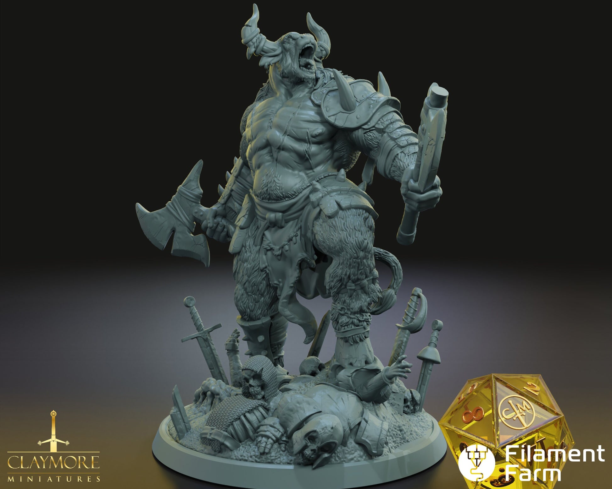Minotaur - Heroes Above, Hades Below - Highly Detailed Resin 3D Printed Miniature