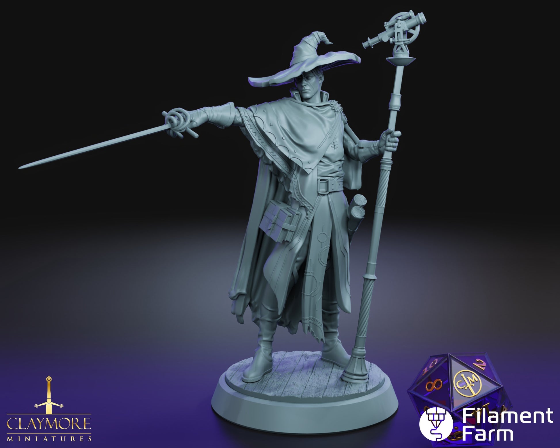Ludwig, The Astronomer, Human Wizard - Ascent Into Madness - Highly Detailed Resin 3D Printed Miniature