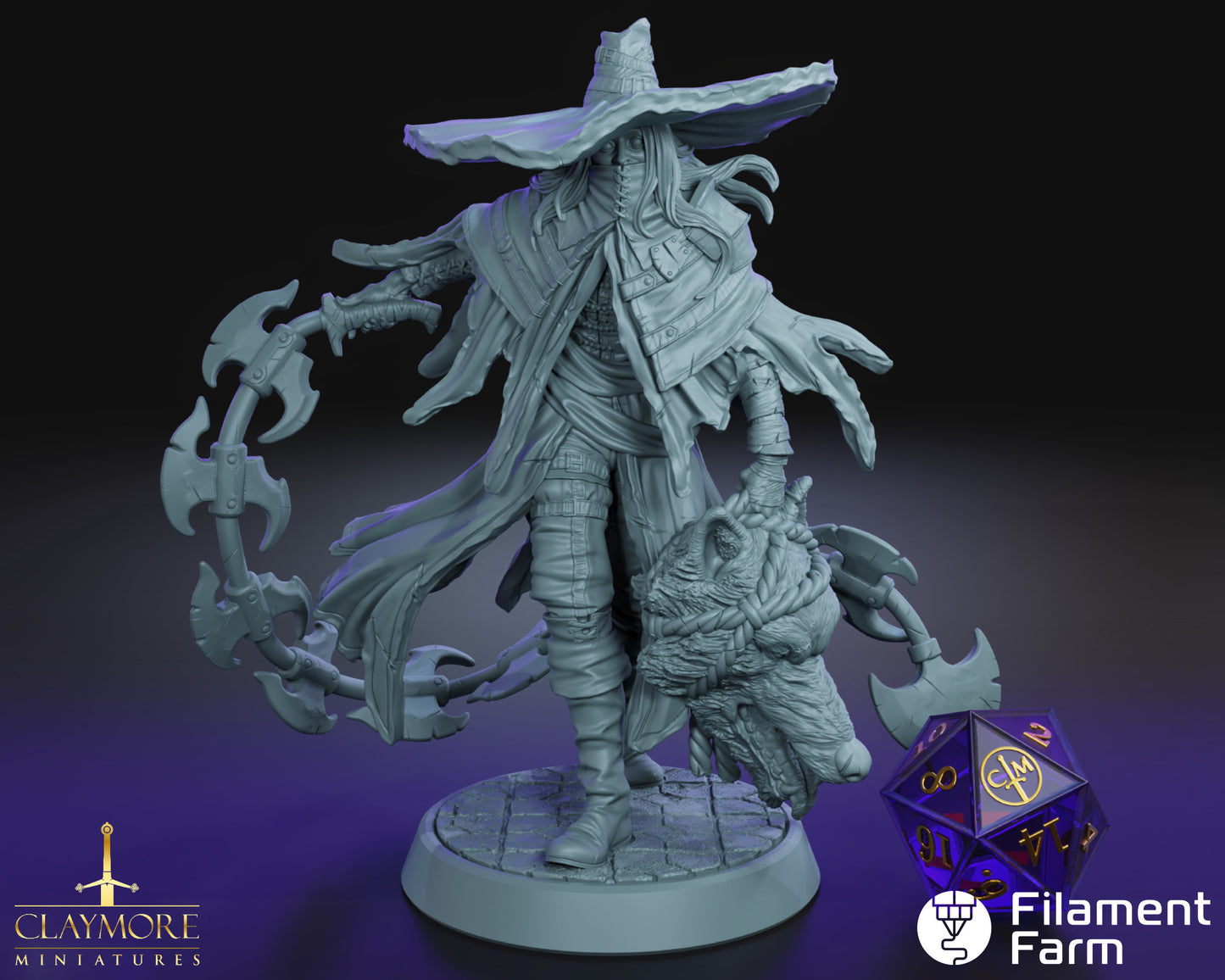 The Mad Hunter, Fighter/Hunter - Ascent Into Madness - Highly Detailed Resin 3D Printed Miniature