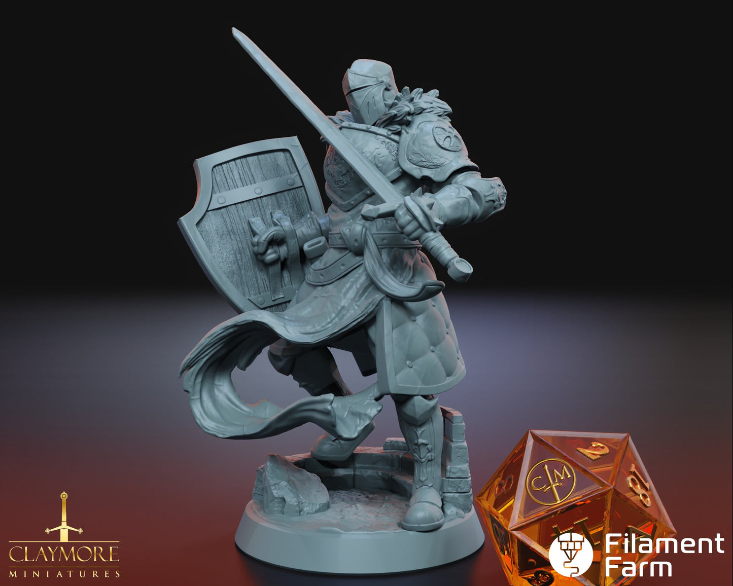 Sir Roland, The Valiant, Fighter/Warrior - Wages of Sin - Highly Detailed Resin 3D Printed Miniature