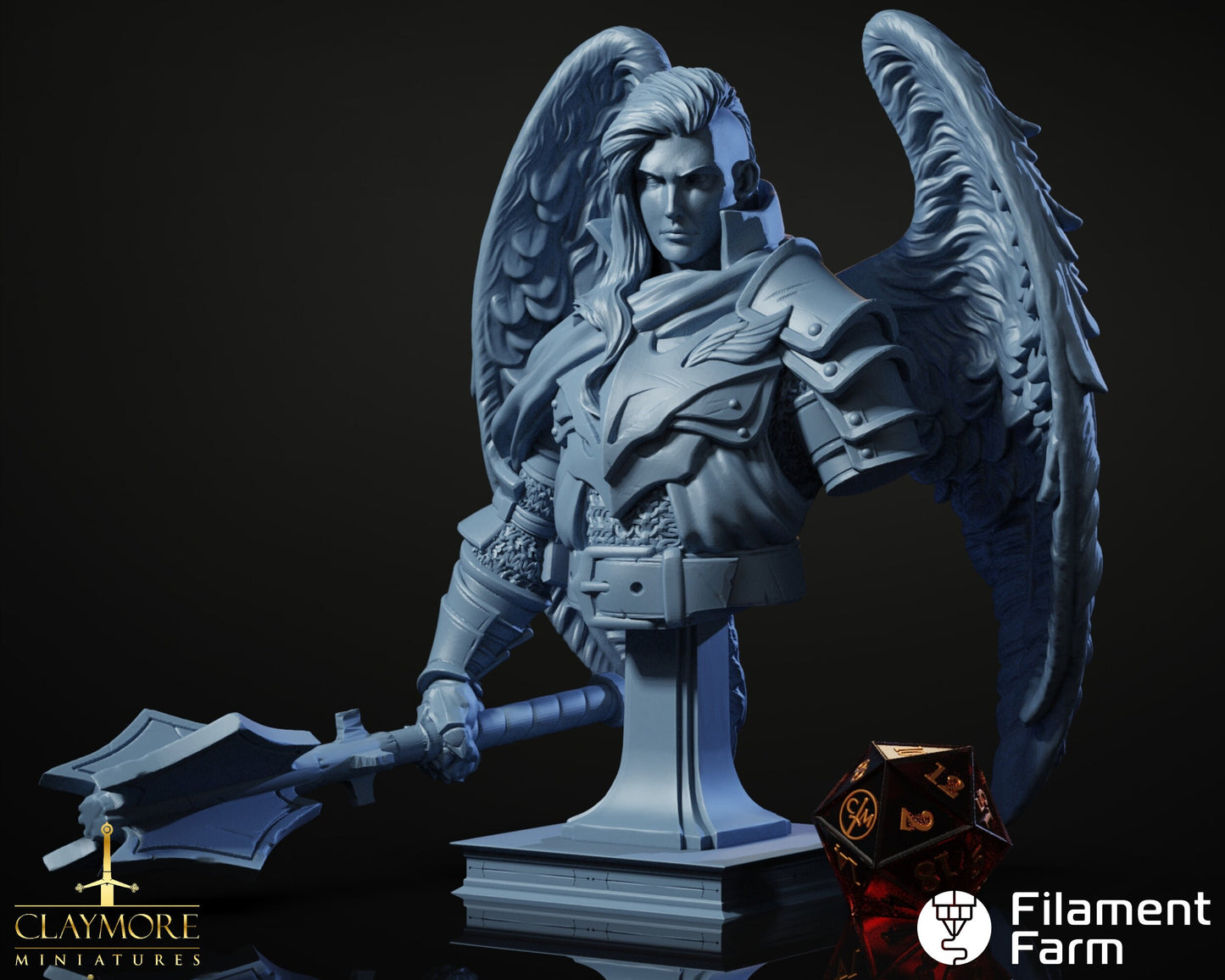 Bust of Valamyr Urth, Aasimar Cleric/Paladin - The Archlich's Academy - Highly Detailed Resin 8k 3D Printed Miniature