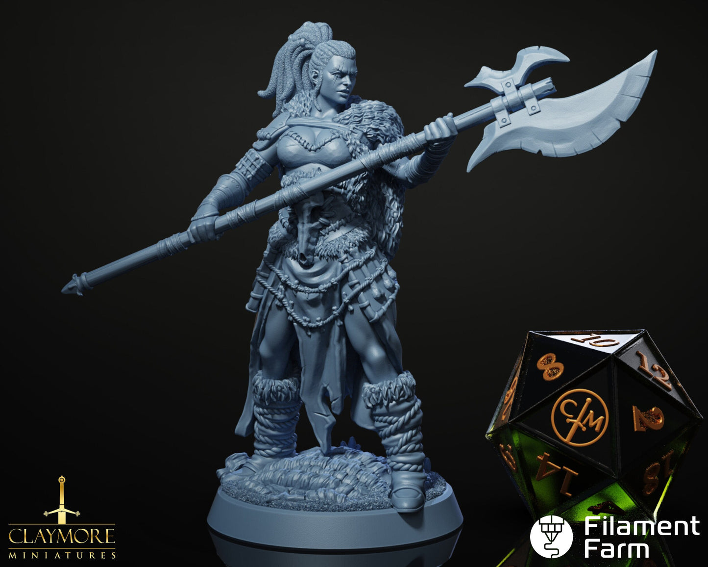 Fellra Bloodthorne, Female Barbarian/Fighter - Return to the Whispering Swamps - Highly Detailed Resin 8k 3D Printed Miniature