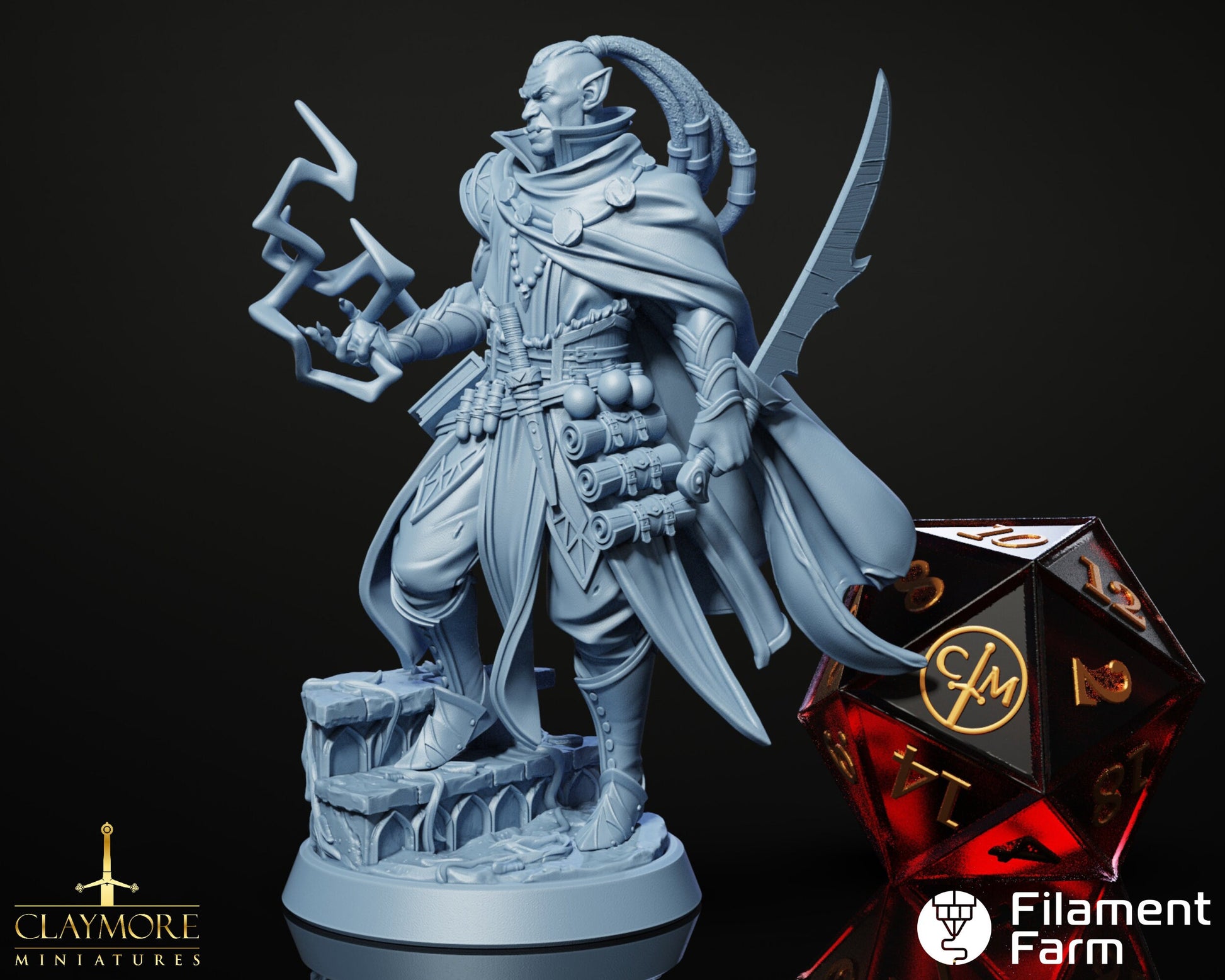 Syndar Nyrosan, Half-Orc Fighter/Sorcerer/Wizard - The Archlich's Academy - Highly Detailed Resin 8k 3D Printed Miniature