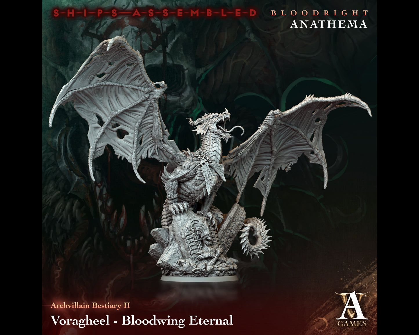 Voragheel, Bloodwing Eternal - Bloodright Anathema - Highly Detailed Resin 8k 3D Printed Miniature