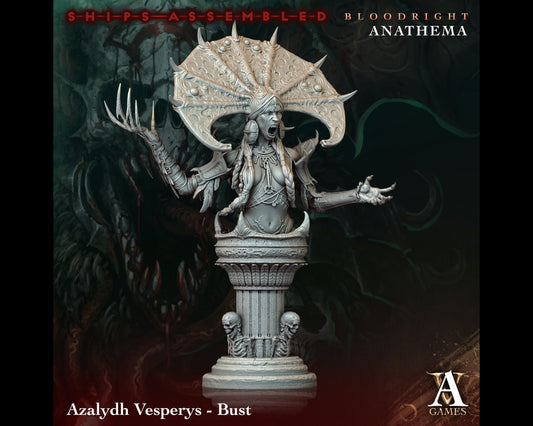 Bust of Azalydh Vesperys, Voidblood Harbinger- Bloodright Anathema - Highly Detailed Resin 8k 3D Printed Miniature