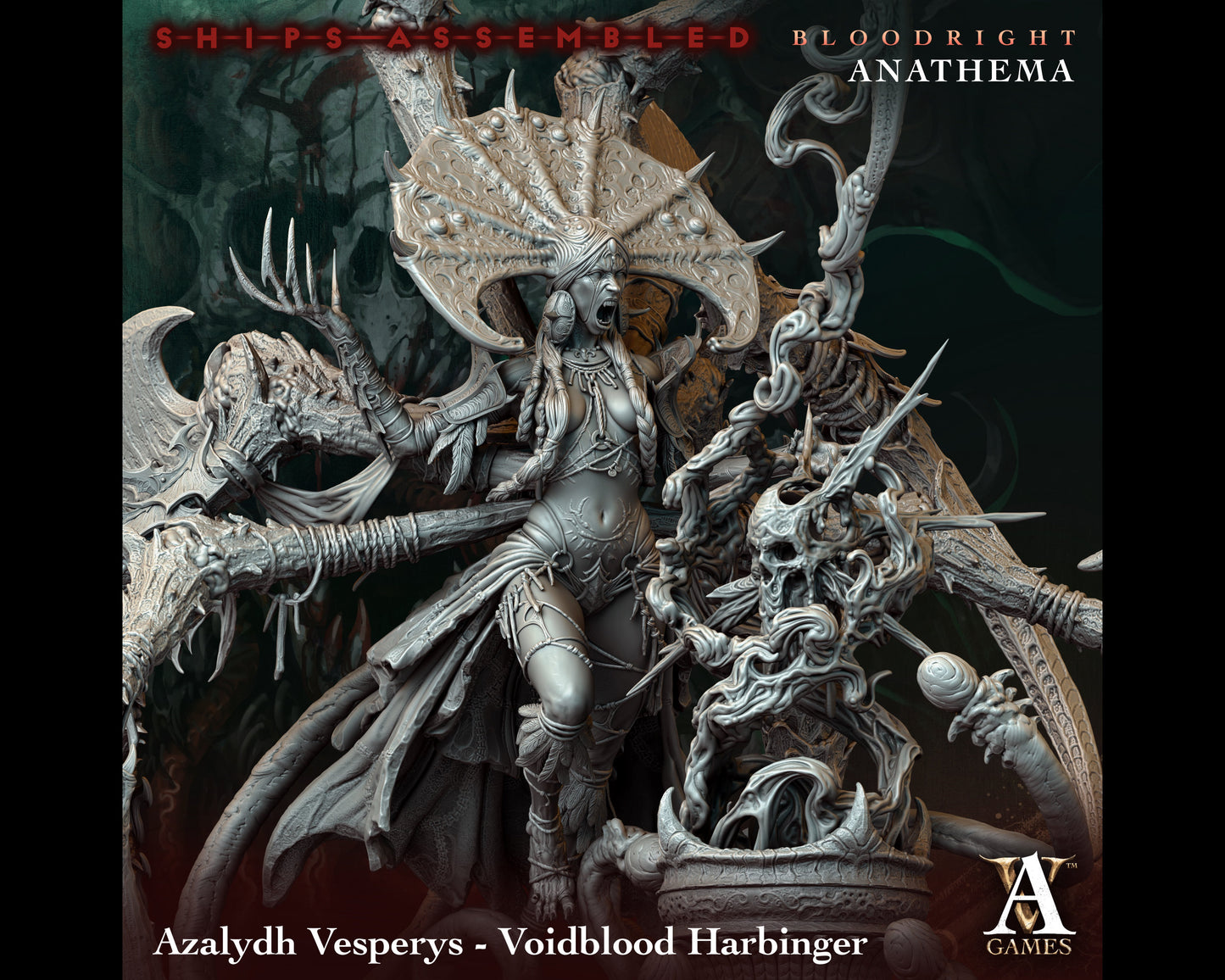 Azalydh Vesperys, Voidblood Harbinger- Bloodright Anathema - Highly Detailed Resin 8k 3D Printed Miniature