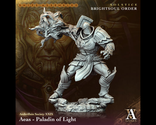 Aeas, Paladin of Light - Brightsoul Order - Highly Detailed Resin 8k 3D Printed Miniature