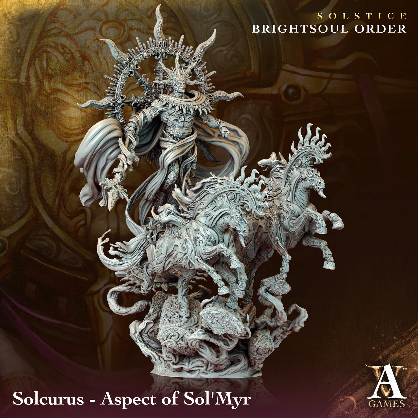 Solcurus, Aspect of Sol' Myr - Brightsoul Order - Highly Detailed Resin 8k 3D Printed Miniature