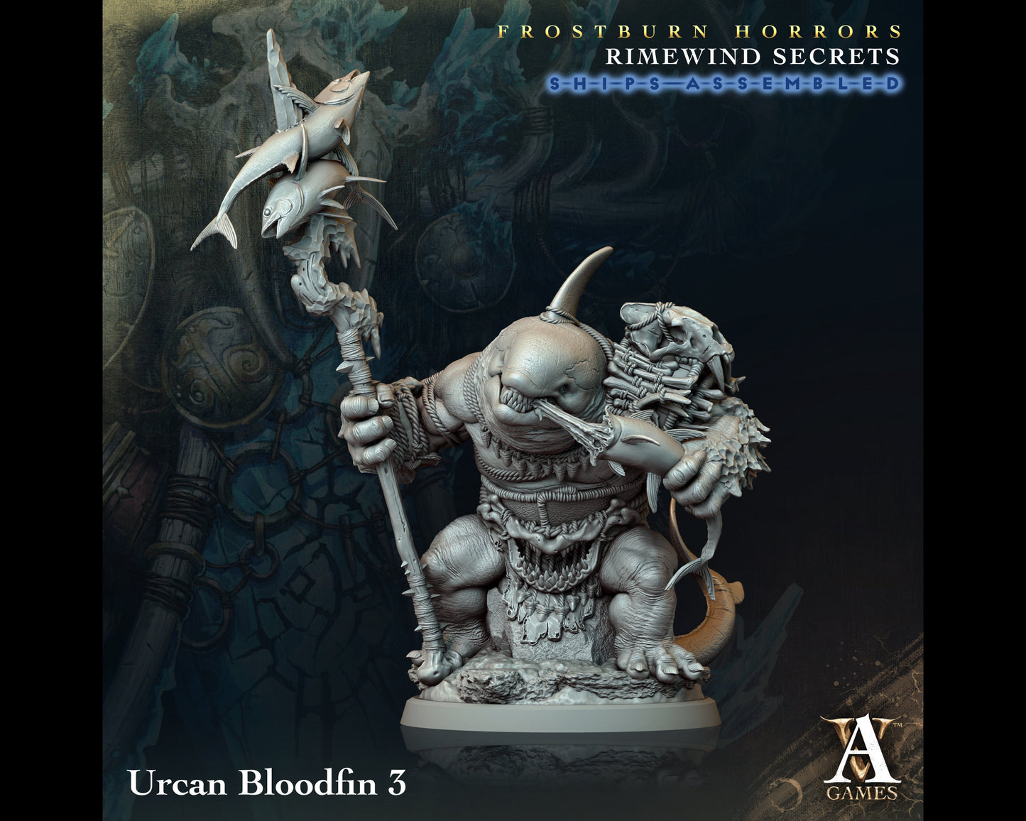 Urcan Bloodfin 3 - Rimewind Secrets - Highly Detailed Resin 8k 3D Printed Miniature