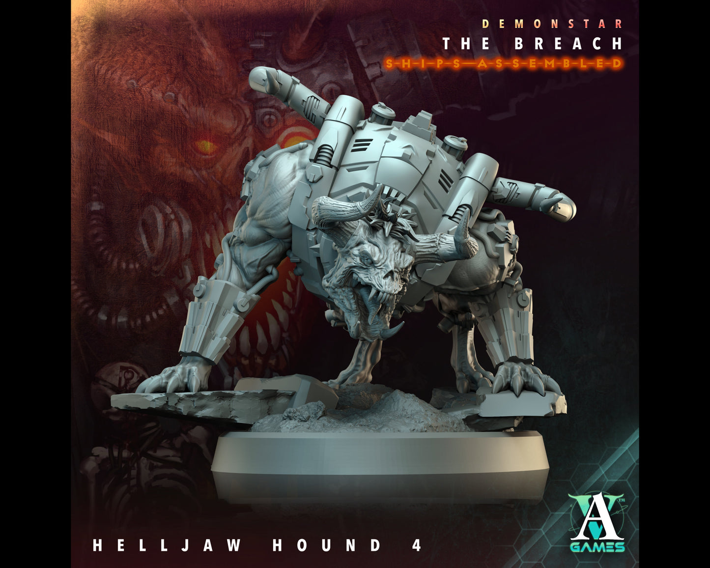 Helljaw Hound 4 - Demonstar: The Breach - Highly Detailed Resin 8k 3D Printed Miniature