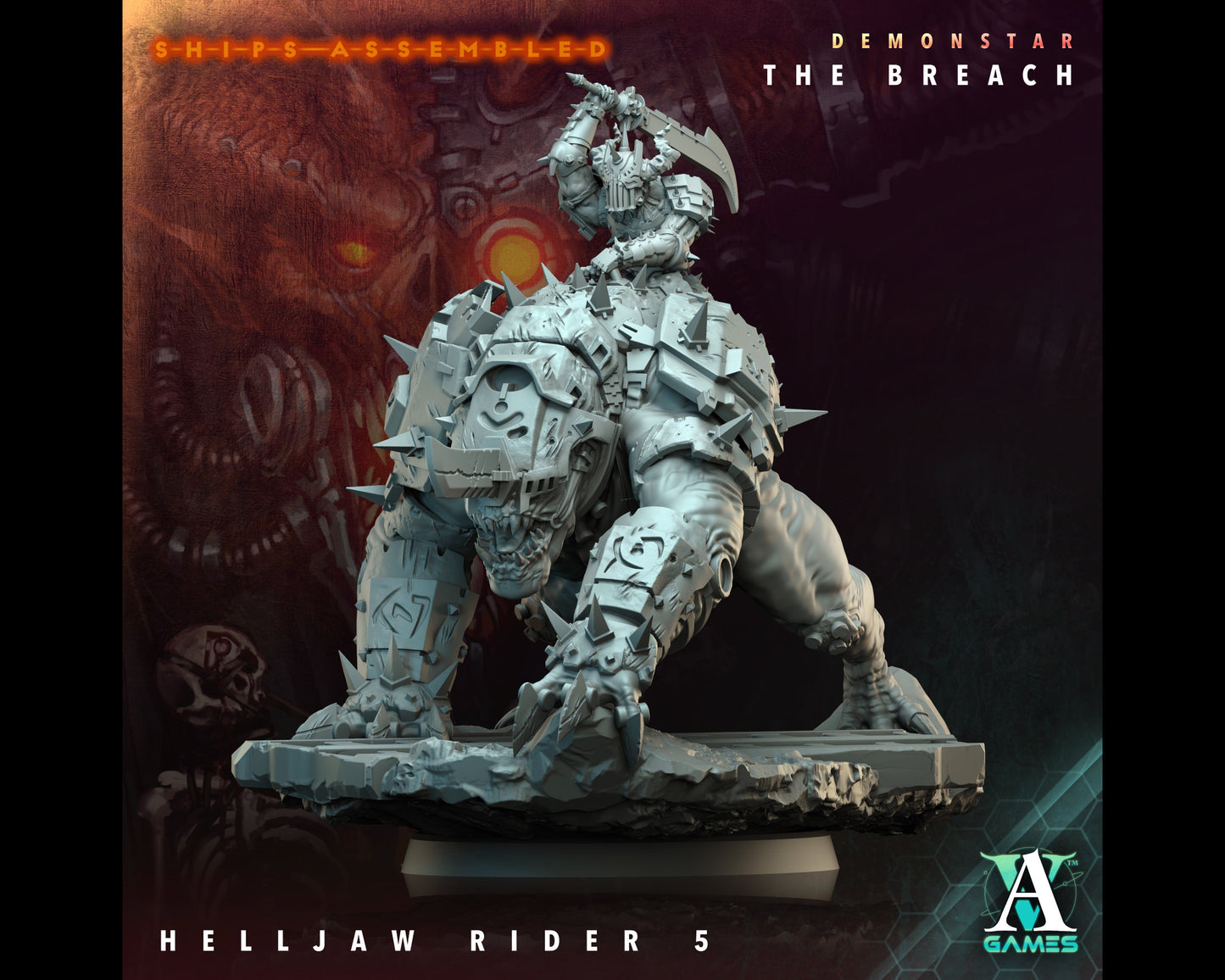 Helljaw Rider 5 - Demonstar: The Breach - Highly Detailed Resin 8k 3D Printed Miniature