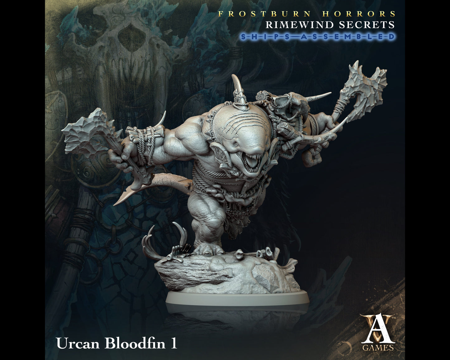 Urcan Bloodfin 1 - Rimewind Secrets - Highly Detailed Resin 8k 3D Printed Miniature