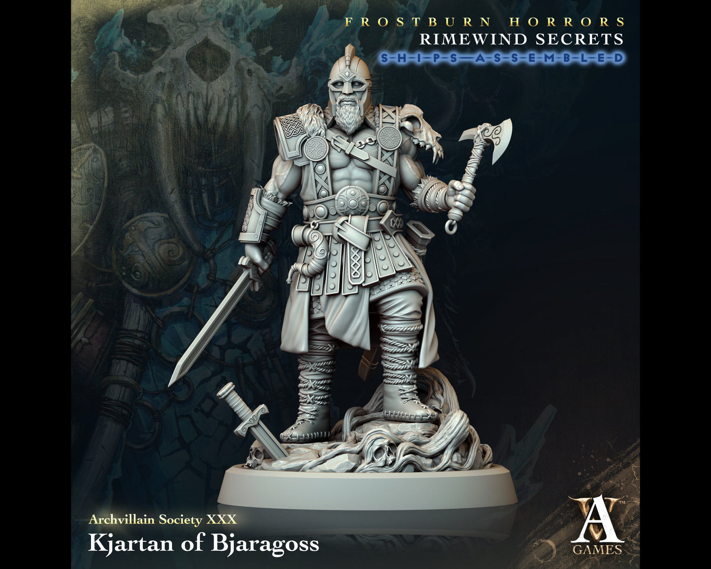 Kjartan of Bjaragoss - Human Fighter/Barbarian - Rimewind Secrets - Highly Detailed Resin 8k 3D Printed Miniature