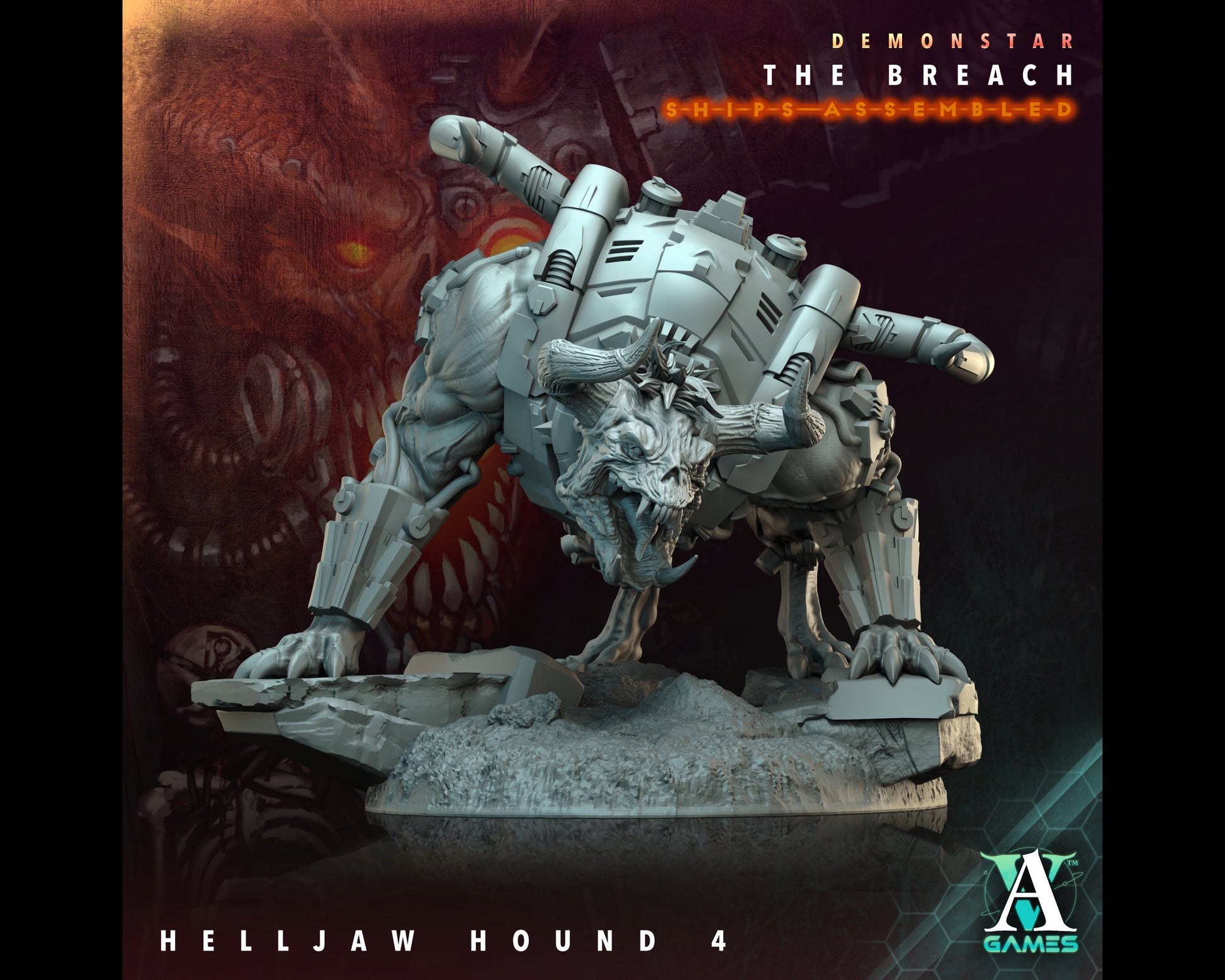 Helljaw Hound 4 - Demonstar: The Breach - Highly Detailed Resin 8k 3D Printed Miniature
