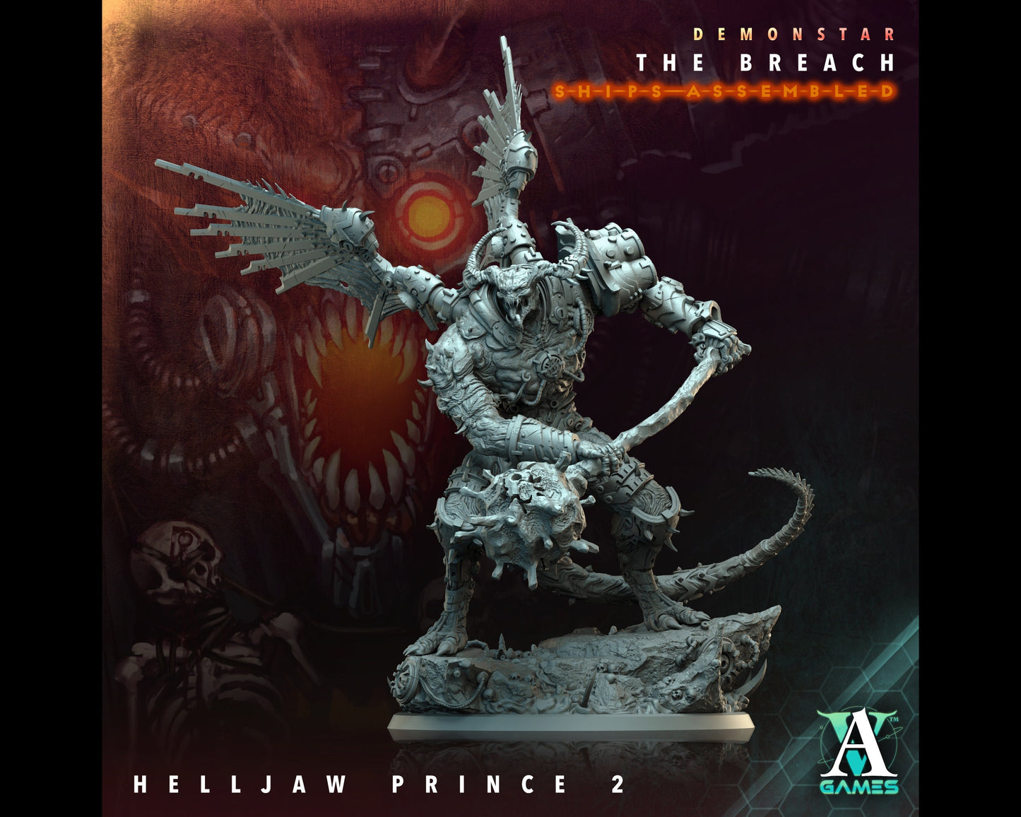 Helljaw Prince 2 - Demonstar: The Breach - Highly Detailed Resin 8k 3D Printed Miniature