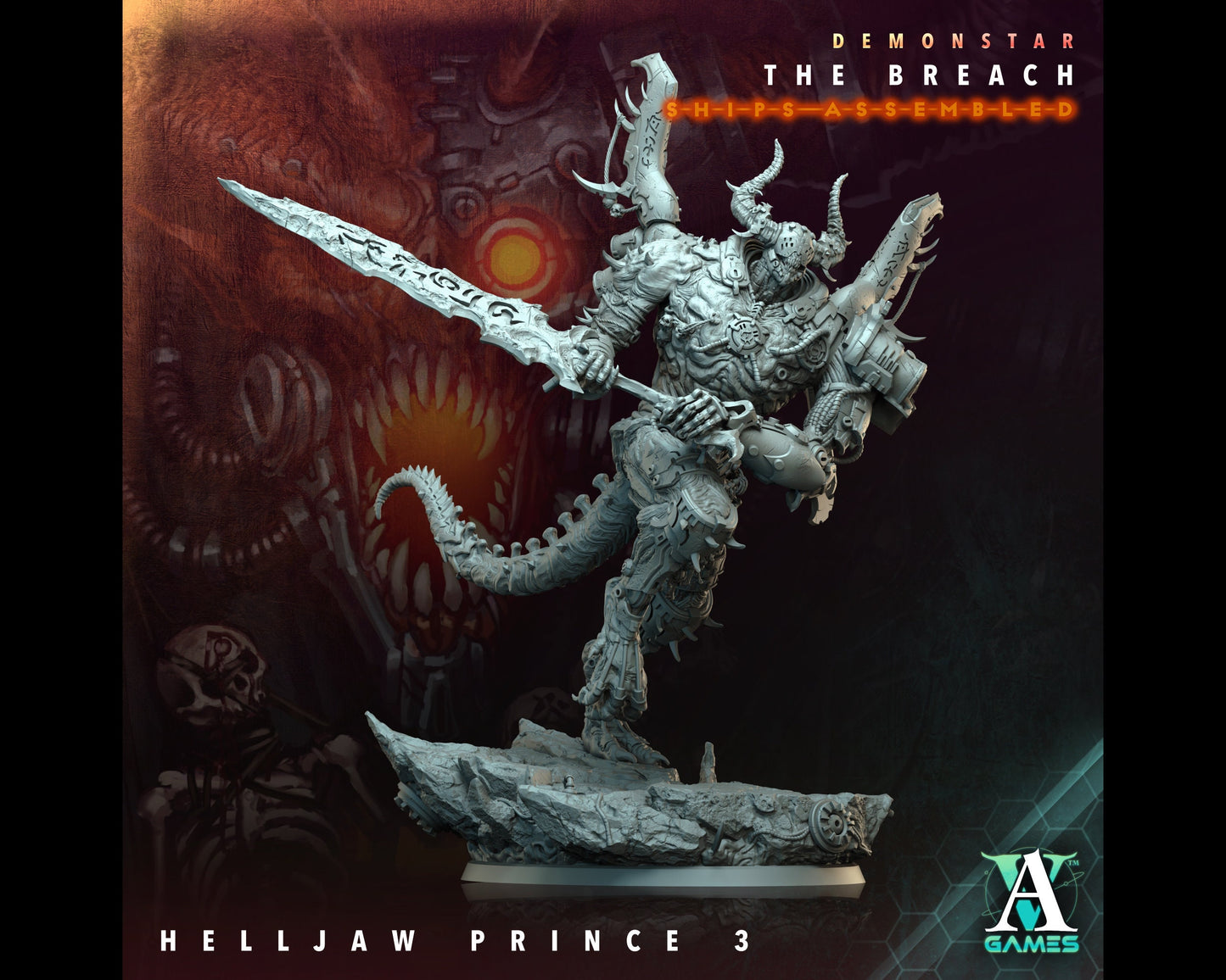 Helljaw Prince 3 - Demonstar: The Breach - Highly Detailed Resin 8k 3D Printed Miniature