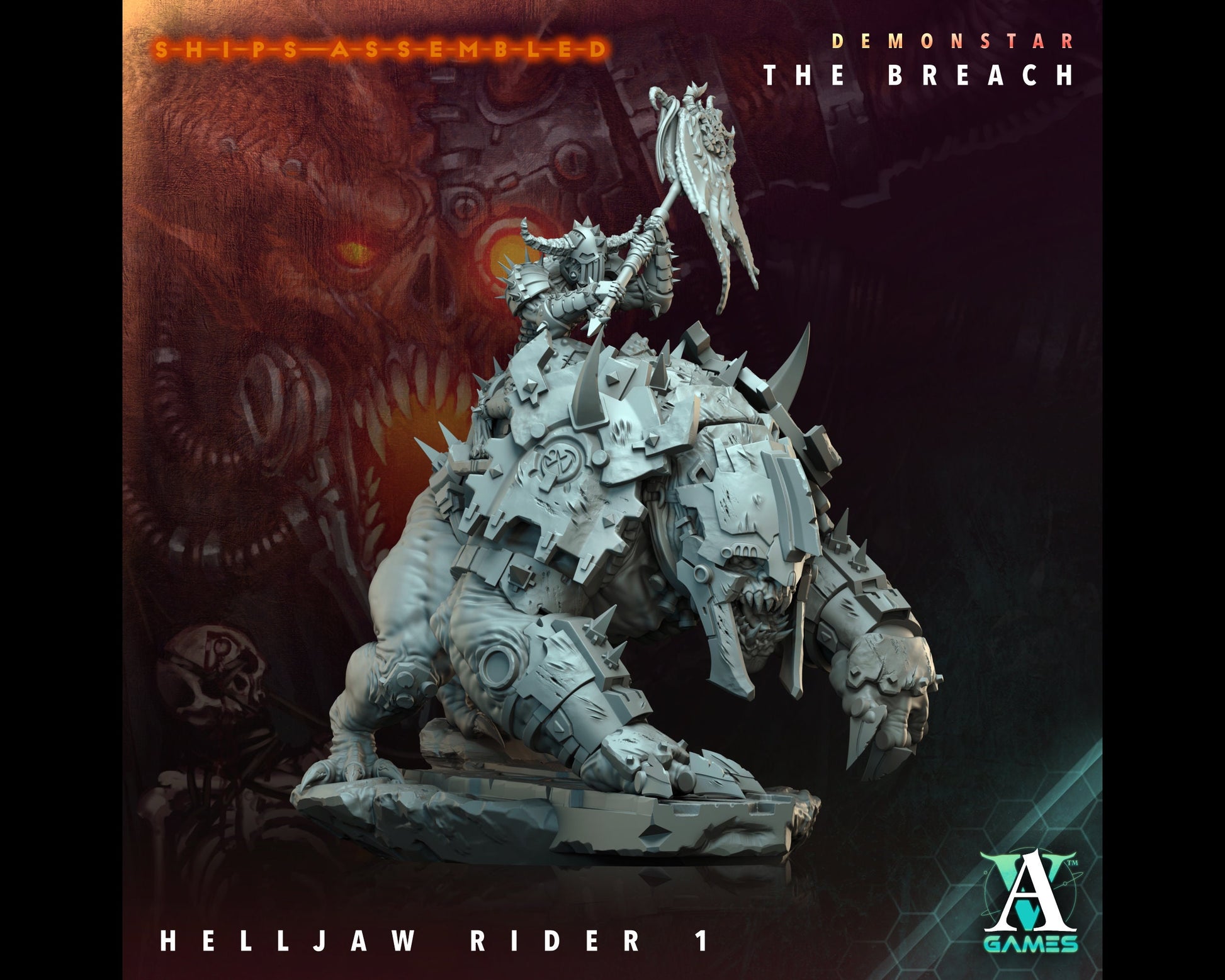 Helljaw Rider 1 - Demonstar: The Breach - Highly Detailed Resin 8k 3D Printed Miniature