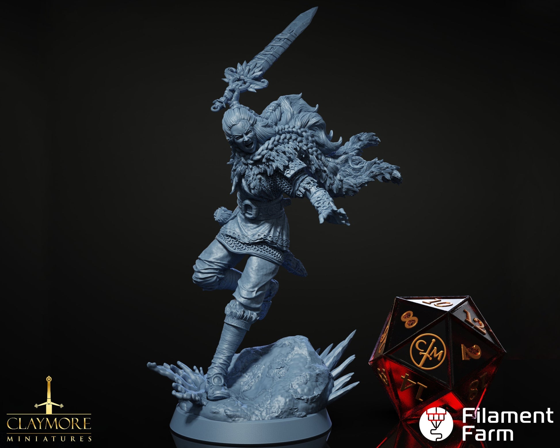 Dravana Frostbearer, Female Goliath Barbarian/Fighter - The Frostwind War - Highly Detailed Resin 8k 3D Printed Miniature