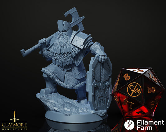Hrothgar Stormbearer, Dwarf Fighter/Barbarian/Cleric - The Frostwind War - Highly Detailed Resin 8k 3D Printed Miniature