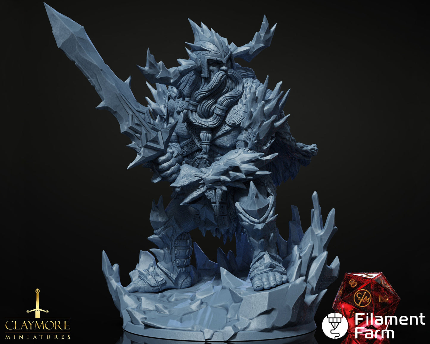 Frost Giant Warrior - The Frostwind War - Highly Detailed Resin 8k 3D Printed Miniature